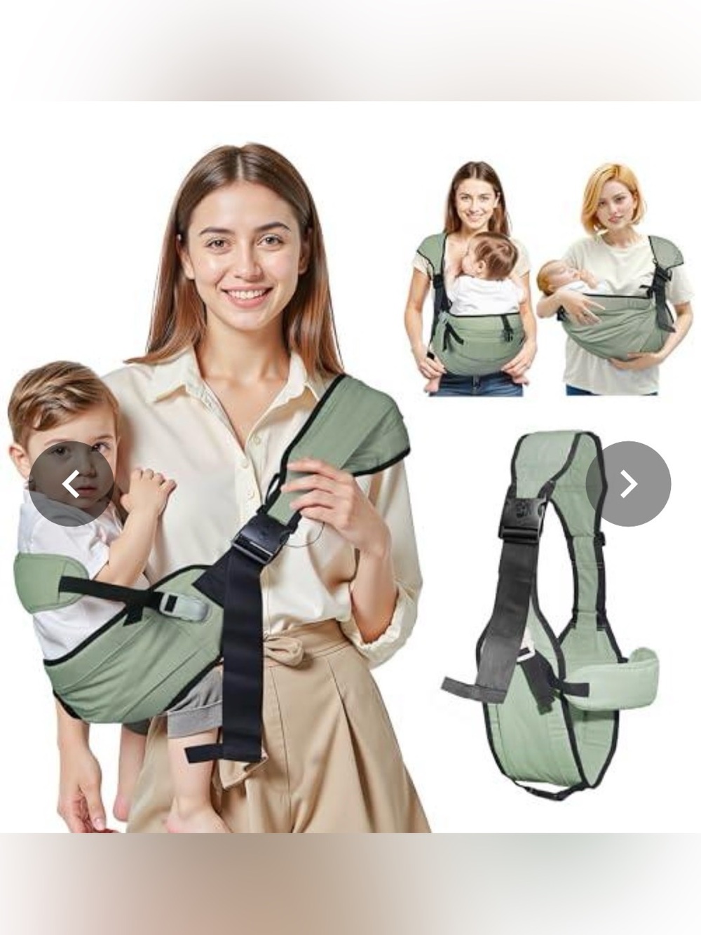 NWT Adjustable Baby Toddler Sling Carrier Sage Green